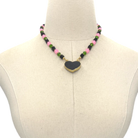 AKA Green Heart Necklace AKA Necklaces Cerese D, Inc. C: Black Pink Green  