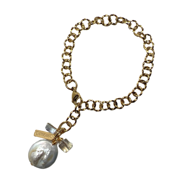 Little Feather Darling Pearl Bracelet Bracelets Cerese D, Inc. Gold  