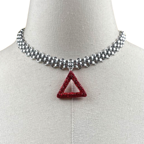 Delta Choker Pave Pyramid Necklace Delta Necklace Cerese D Jewelry Red  