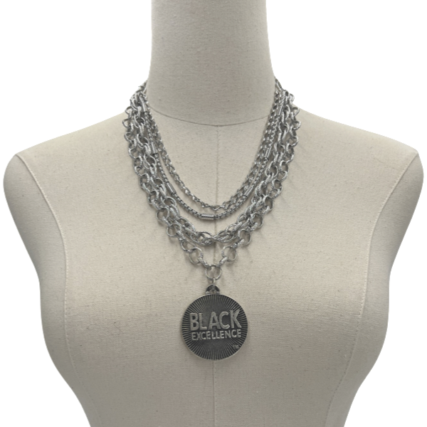 Black Classic Beat Necklace Black Excellence Cerese D, Inc. Silver  