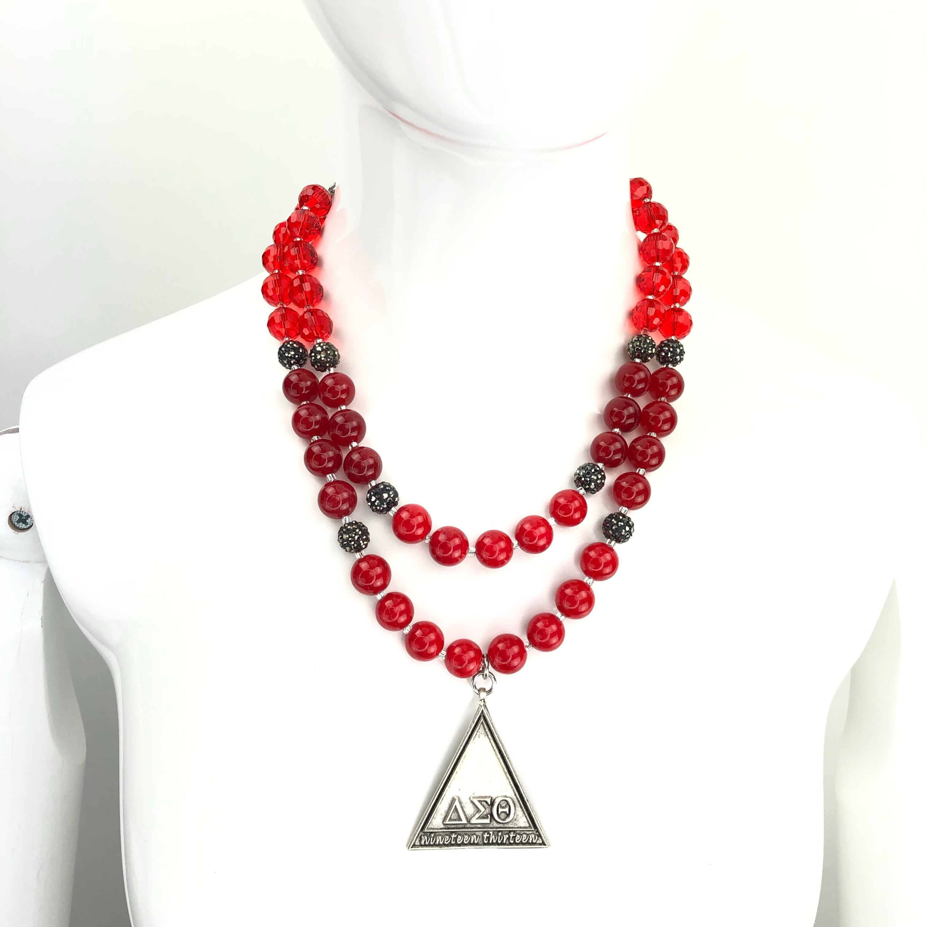 C13144 Delta Delta Necklace Cerese D, Inc. Jet Pyramid 