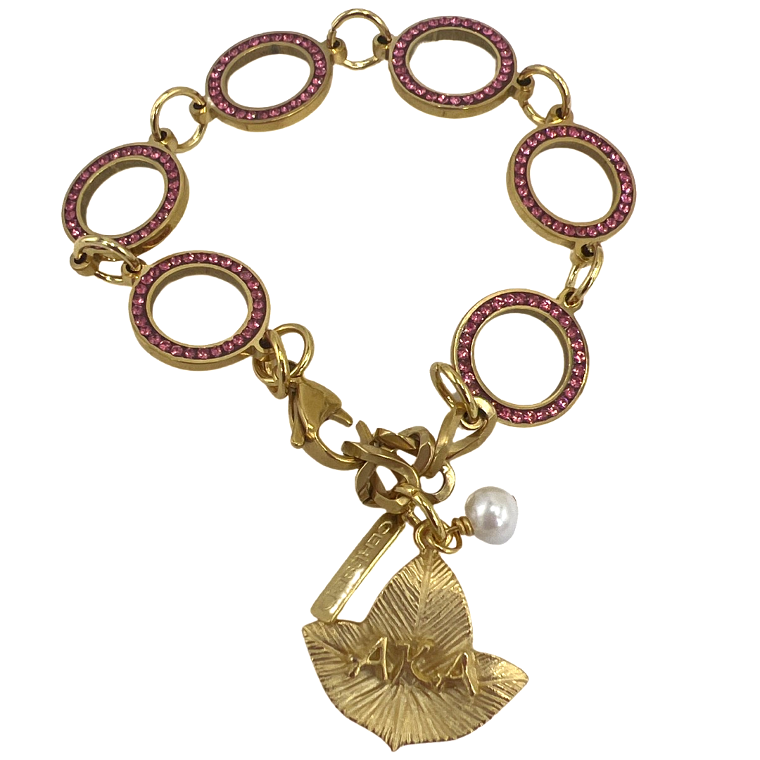 AKA Pink Panther Crystal Bracelet AKA Bracelets Cerese D, Inc. Gold Leaf 