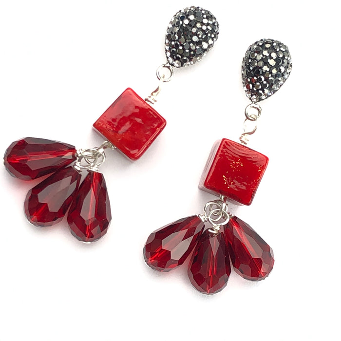 Red Scarlet Earrings Delta Earrings Cerese D, Inc.   