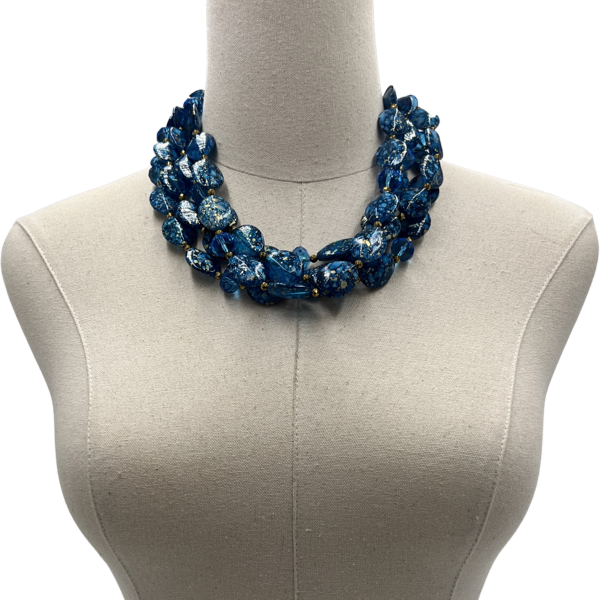 BUBUEY navy blue and green statement necklace with silver pendants –  Araracuara