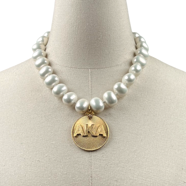 AKA Classic Pearl Single Necklace AKA Necklaces Cerese D Jewelry Gold Radiant 