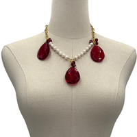 Sublime Beauty Necklace Necklaces Cerese D, Inc. Gold Red 