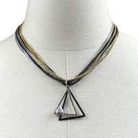 Delta Mixed Metal Tri Color Chain Pyramid Pendant Necklace Delta Necklace Cerese D, Inc. Option A - Necklace Silver 