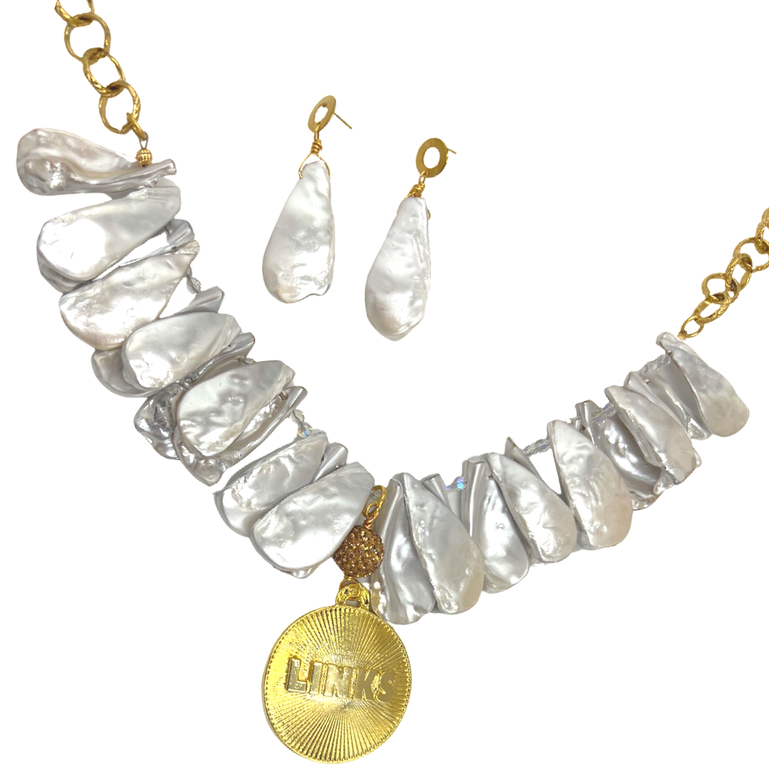Links White Shadow Necklace LINKS Necklaces Cerese D, Inc. Gold  