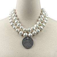 AKA Classic Pearl Double Necklace AKA Necklaces Cerese D Jewelry Silver Modern DBL 