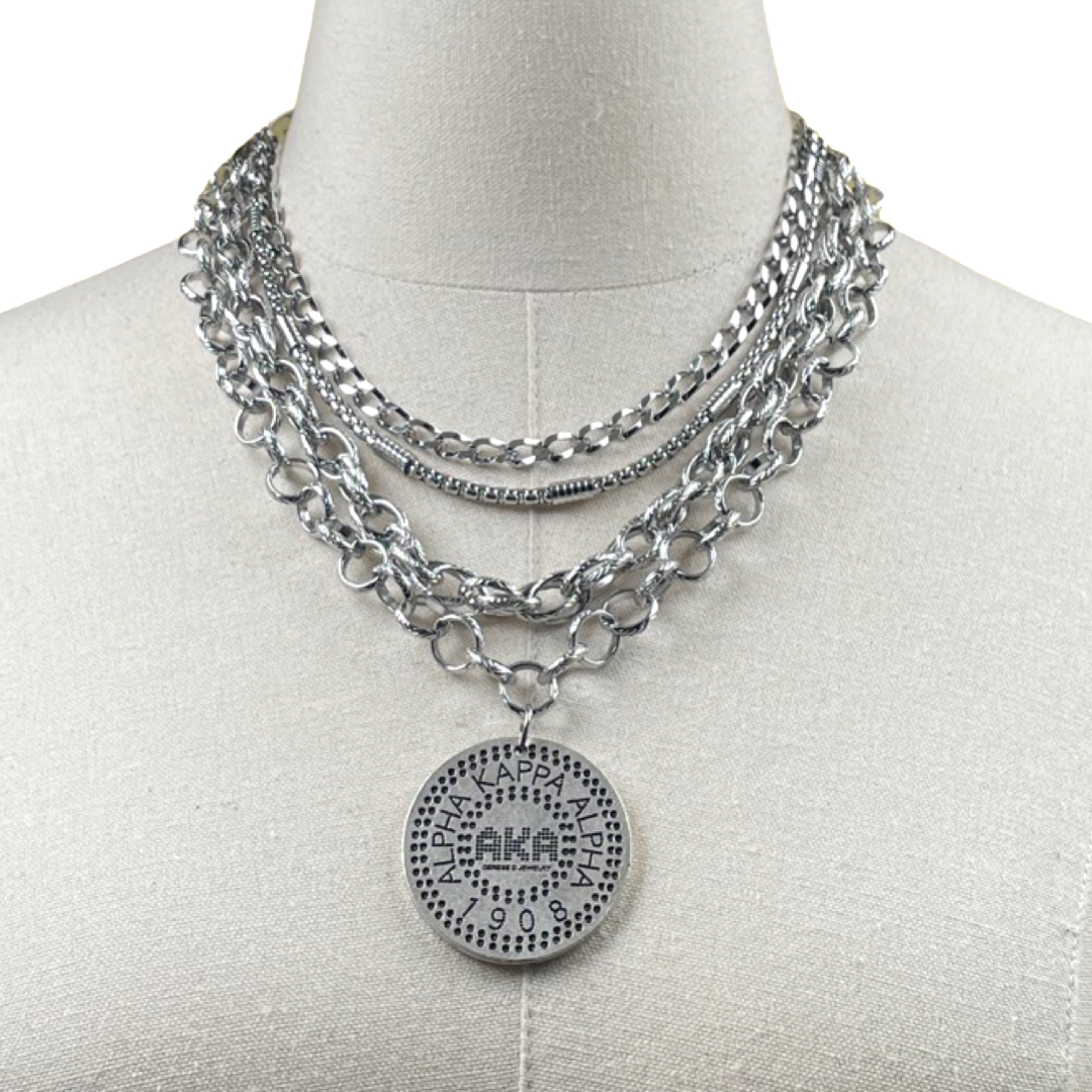 AKA Classic Beat Necklace AKA Necklaces Cerese D, Inc. Silver  