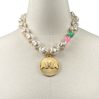 AKA Miami Faux Pearl Necklace AKA Necklaces Cerese D, Inc. Gold  