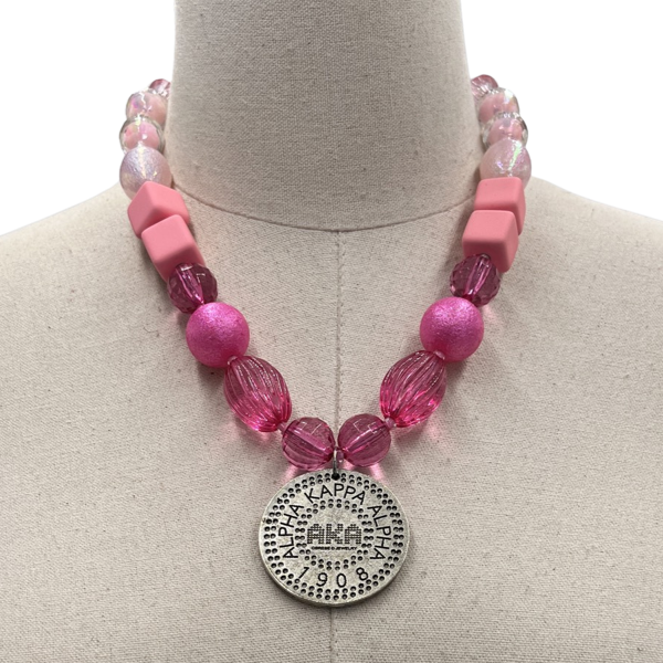 AKA Pink Ombre Necklace Set AKA Necklaces Cerese D, Inc. Silver  