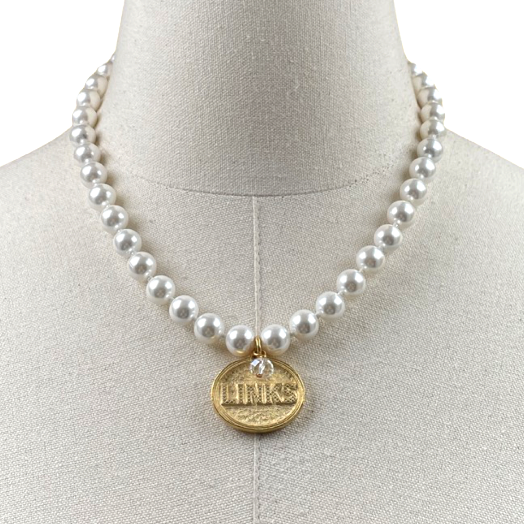 Links Classic Pearl 10 Necklace LINKS Necklaces Cerese D Jewelry Gold Oval 
