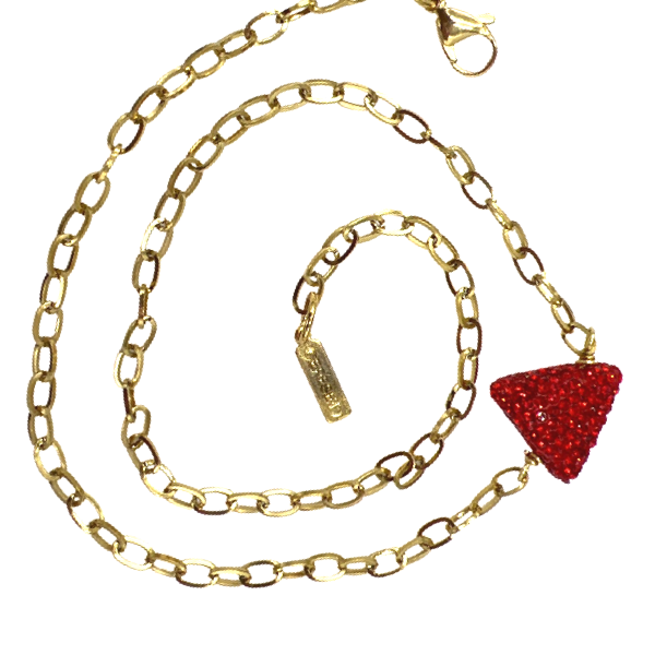 Pyramid Goddess Red Pave Necklace DELTA Necklaces Cerese D Jewelry   