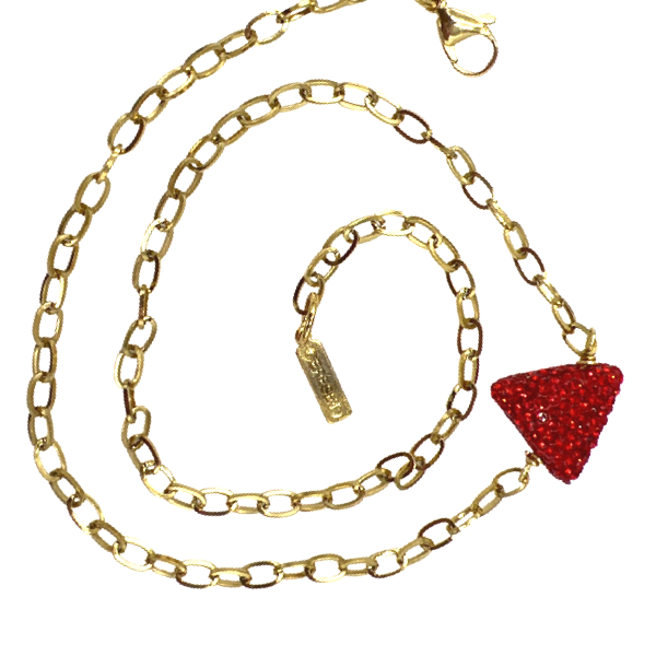 Pyramid Goddess Red Pave Necklace