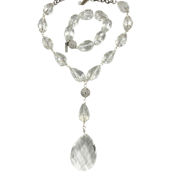 Clarrissa Clear Necklace Necklaces Cerese D, Inc. Silver  