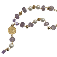 Amethyst African Violet, White Pearl Necklace DELTA Necklaces Cerese D, Inc.   