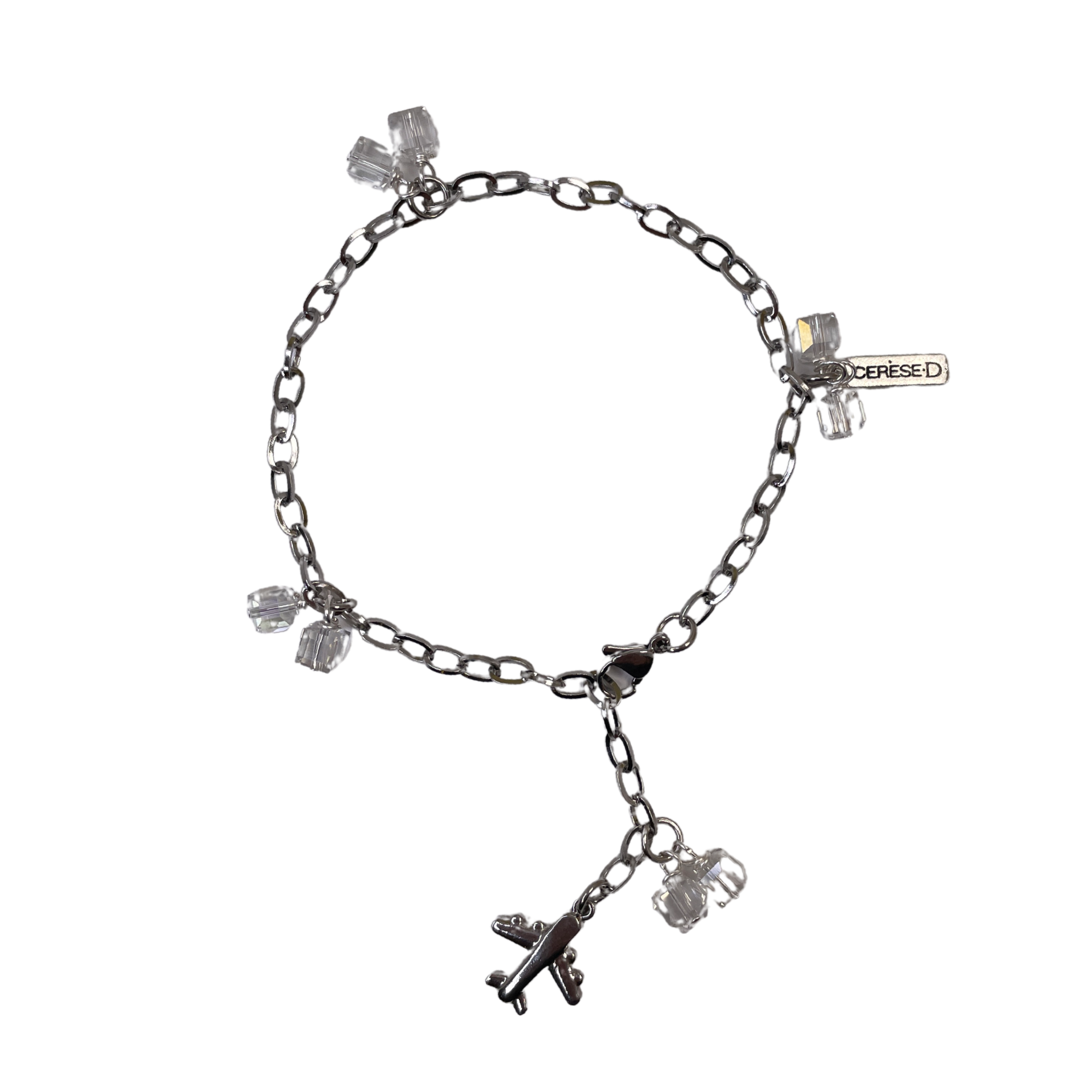 Caribbean Cruise Anklet Anklets Cerese D, Inc. Silver Airplane 10"