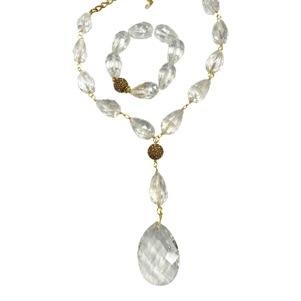 Clarrissa Clear Necklace Necklaces Cerese D, Inc. Gold  