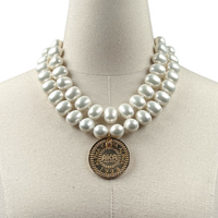 AKA Classic Pearl Double Necklace AKA Necklaces Cerese D Jewelry Gold Modern DBL 