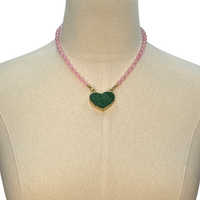 AKA Green Heart Necklace AKA Necklaces Cerese D, Inc. A: Rose Qaurtz  