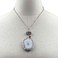 Delta Dainty White Agate Diva Necklace DELTA Necklaces Cerese D, Inc. Silver  