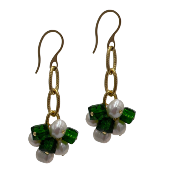 Sublime Beauty Earrings Earrings Cerese D, Inc. Green Gold 