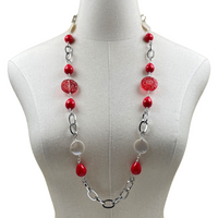 Delta Fantastic Red Necklace DELTA Necklaces Cerese D, Inc. Option B Silver 