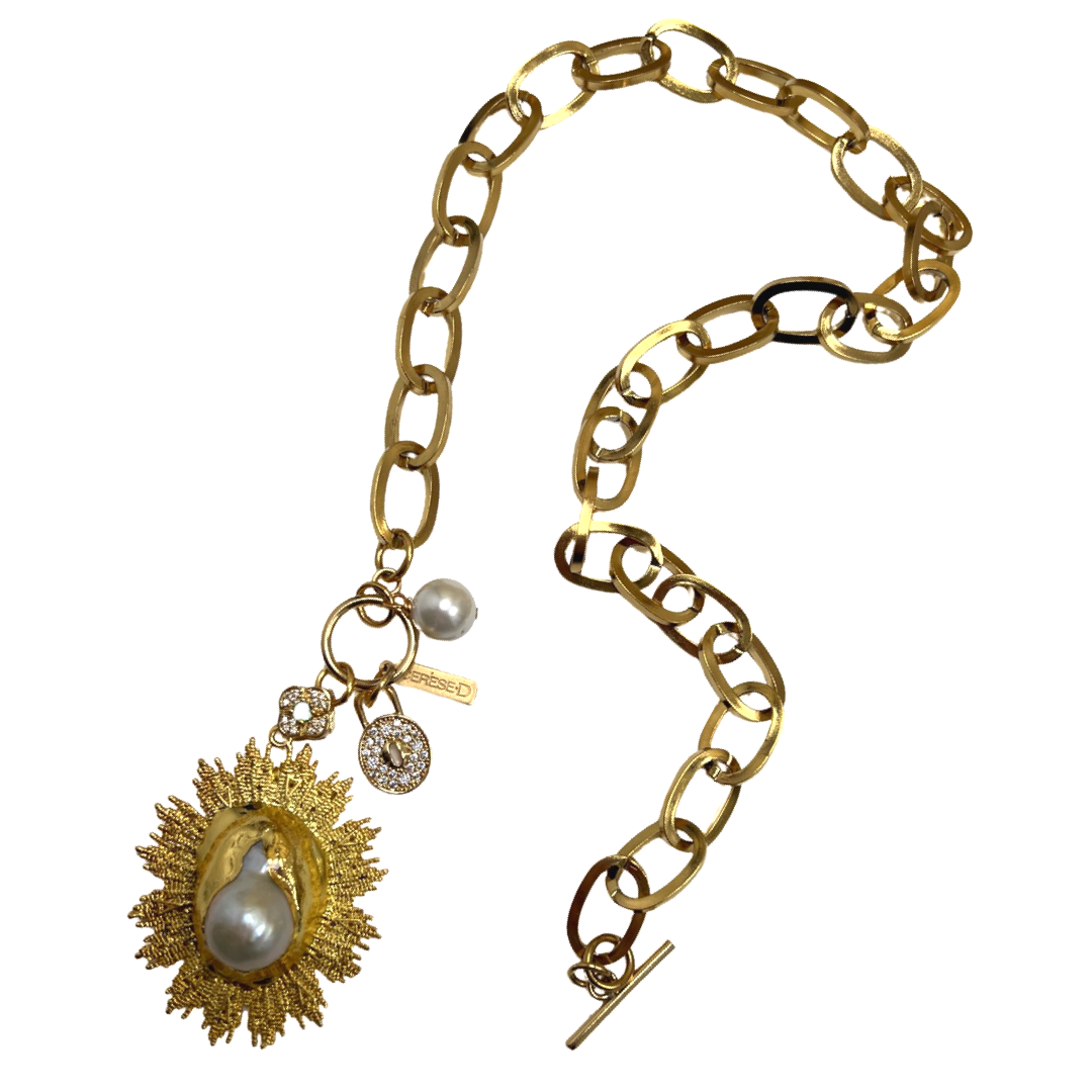 Anastasia Sunburst Pearl Necklace Necklaces Cerese D, Inc.   