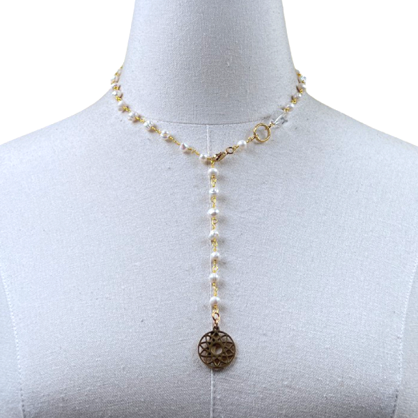 Refined Madrid Freshwater Pearl Necklace Necklaces Cerese D, Inc. Gold  