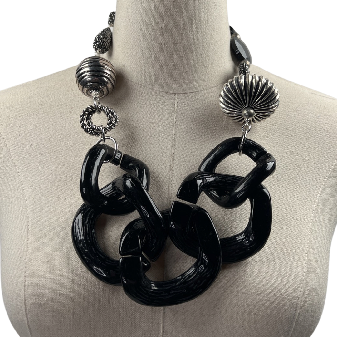 Levi Black Necklace Necklaces Cerese D, Inc. Silver  