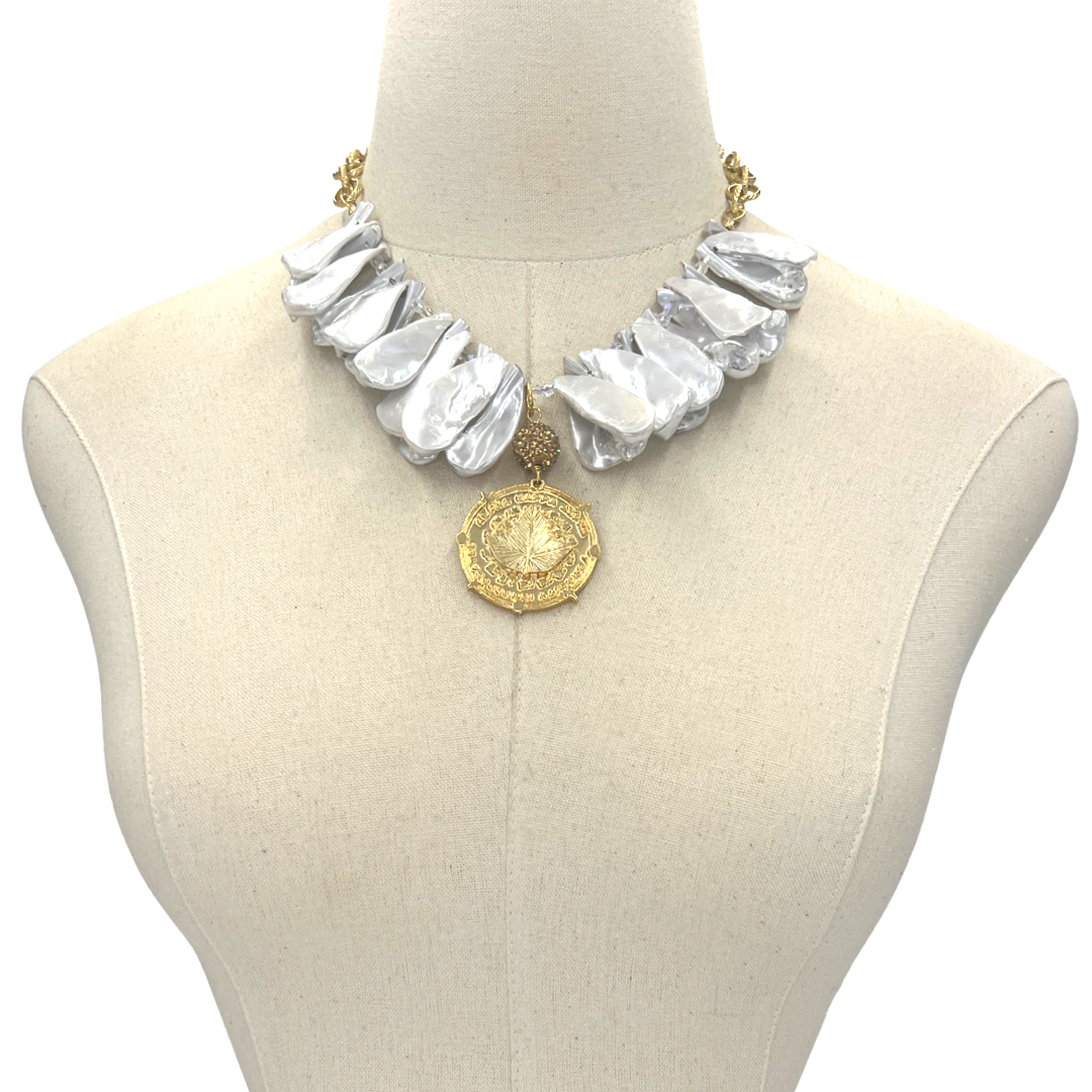 AKA White Shadow Necklace AKA Necklaces Cerese D, Inc. Gold  
