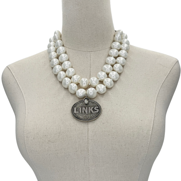 Links Classic Pearl Double Necklace LINKS Necklaces Cerese D Silver Oval DBL 