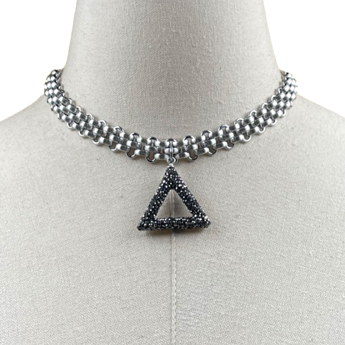Delta Choker Pave Pyramid Necklace Delta Necklace Cerese D Jewelry Jet  