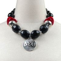 Delta Diva Carved Wood Statement Necklace DELTA Necklaces Cerese D Jewelry Silver  