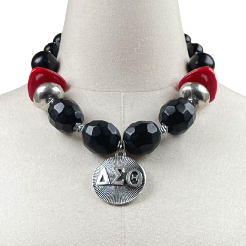Delta Diva Carved Wood Statement Necklace DELTA Necklaces Cerese D Jewelry Silver  