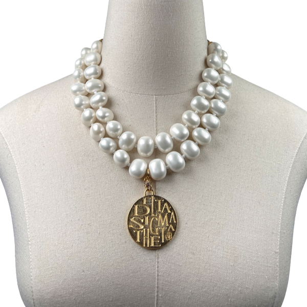 Delta Classic Pearl Double Necklace DELTA Necklaces Cerese D Jewelry Gold Funky DBL 