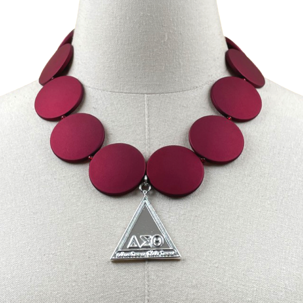 Delta Red Faux Leather Single Strand Necklace DELTA Necklaces Cerese D, Inc. Silver  