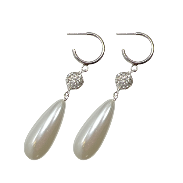 Precious Acrylic Pearl Earrings Earring Cerese D, Inc. Silver  