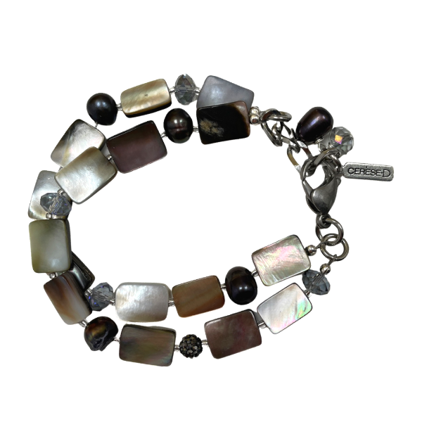 Silver Rectangular Mother of Pearl Multi Strand Necklace CLOSED Delta Cerese D, Inc.   