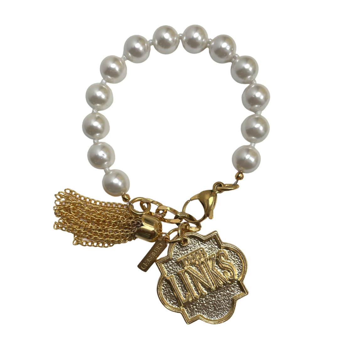 Links Classic Pearl 10 Bracelet LINKS Bracelets Cerese D Jewelry Gold Shield 