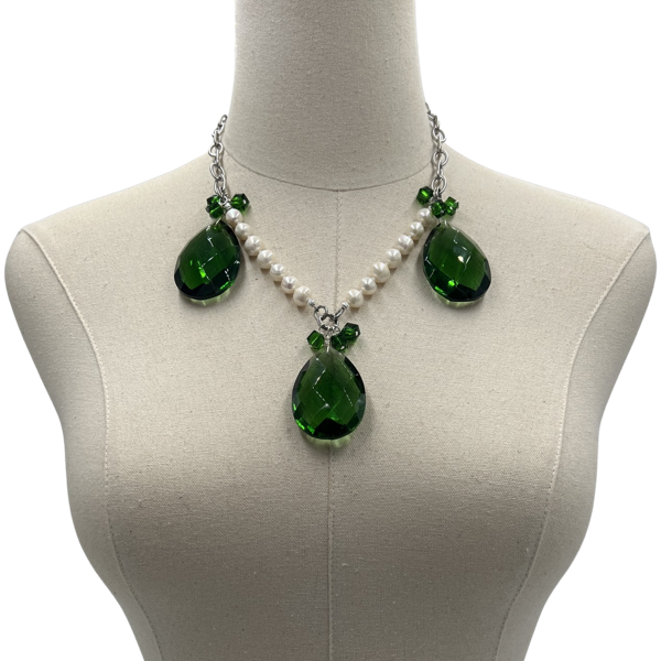 Sublime Beauty Necklace Necklaces Cerese D, Inc. Silver Green 