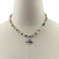 AKA Pink & Green Vibrant Necklace AKA Necklaces Cerese D, Inc. Option A Silver 