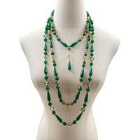 Green Jade Living Night Necklace Necklace Cerese D, Inc.   
