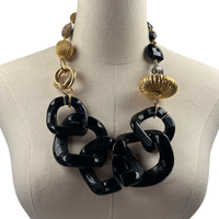 Levi Black Necklace Necklaces Cerese D, Inc. Gold  