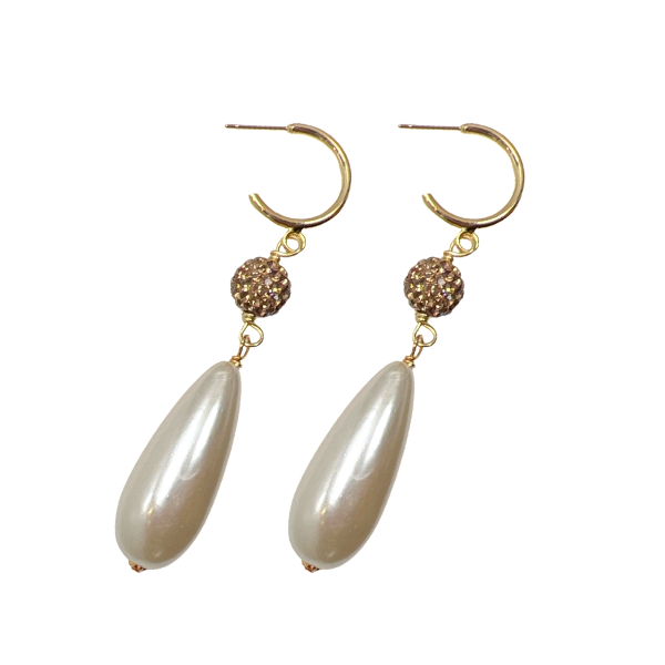 Precious Acrylic Pearl Earrings Earring Cerese D, Inc. Gold  