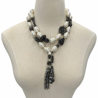 Crumbling Towers Necklace Necklaces Cerese D, Inc. Black and White  