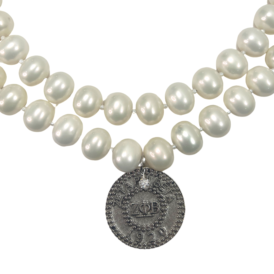 Zeta Classic Pearl Double Necklace Zeta Necklace Cerese D Jewelry   