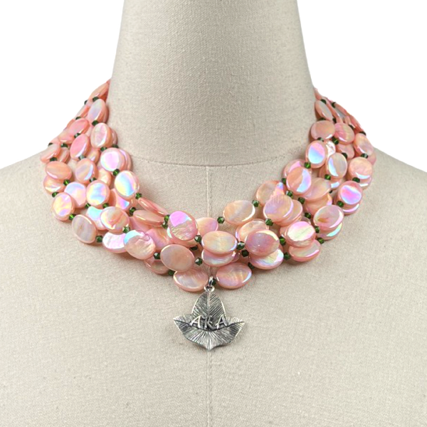 AKA Pink Tea Necklace AKA Necklaces Cerese D, Inc. Silver  
