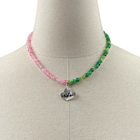 AKA Pink & Green Vibrant Necklace AKA Necklaces Cerese D, Inc. Option B Split Color Silver 
